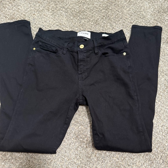 Frame Le Skinny de Jeanne Black Mid Rise Straight Ankle Jeans Skinny Size 29 - Picture 3 of 9
